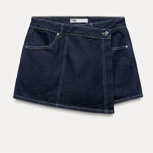 Zara Women's Dark Blue Denim Skort